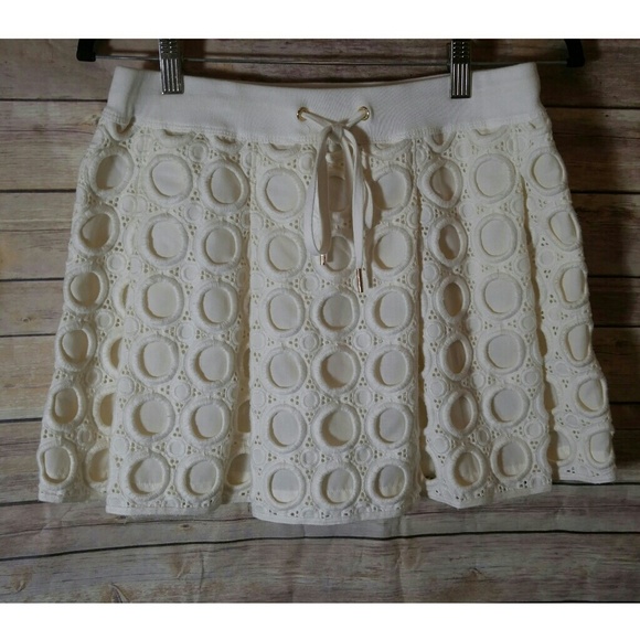 Juicy Couture Cream Circle Eyelet Mini Skirt - Picture 1 of 8